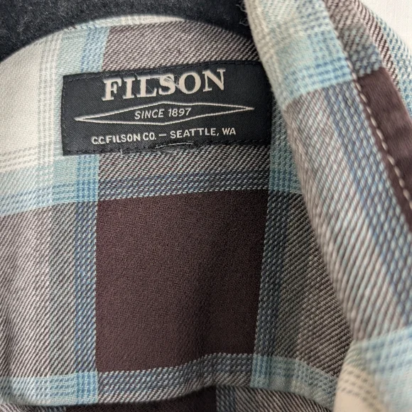 Filson Womens Scout Plaid Flannel Buttondown Long Sleeve Shirt Top Large - Picture 4 of 7